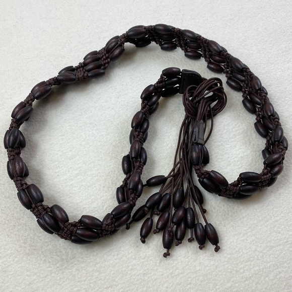 Beaded Women’s Brown Coachella Boho Tied‎ Belt - Picture 7 of 8
